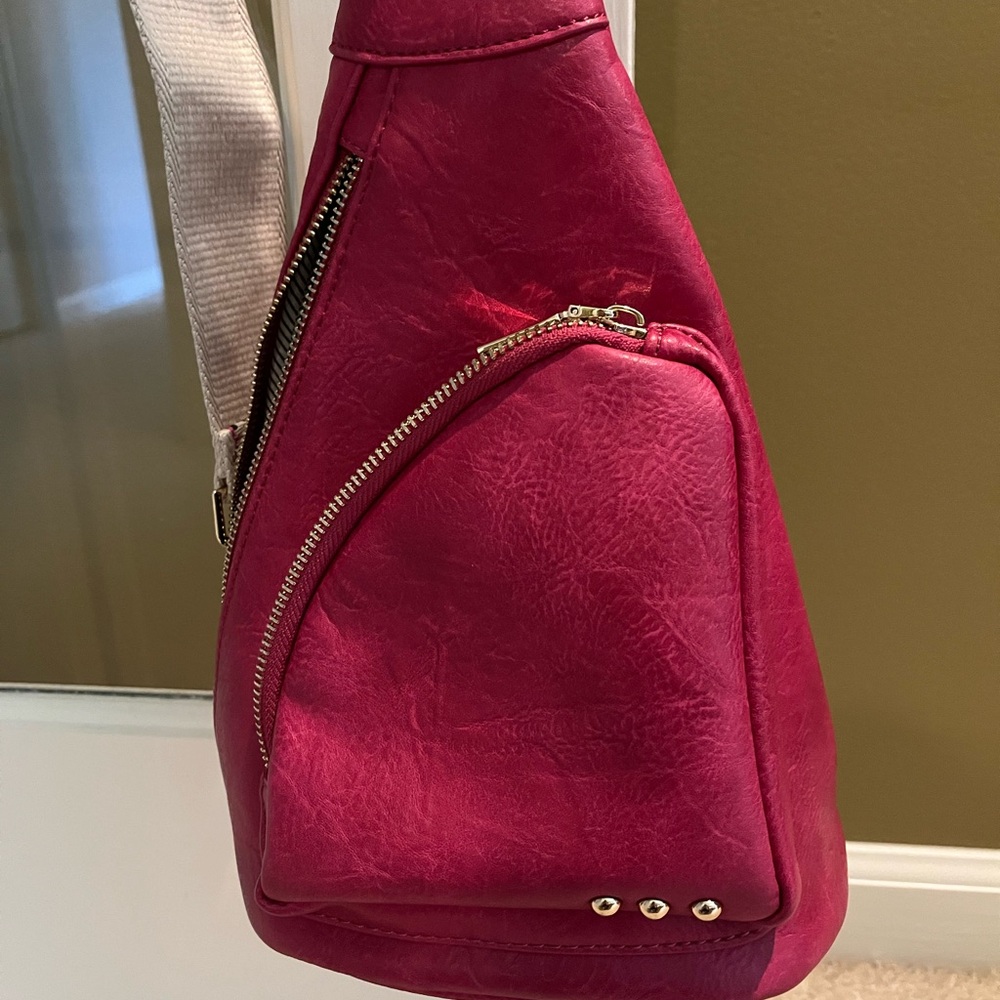 Hot Pink Slingback handbag with floral strap